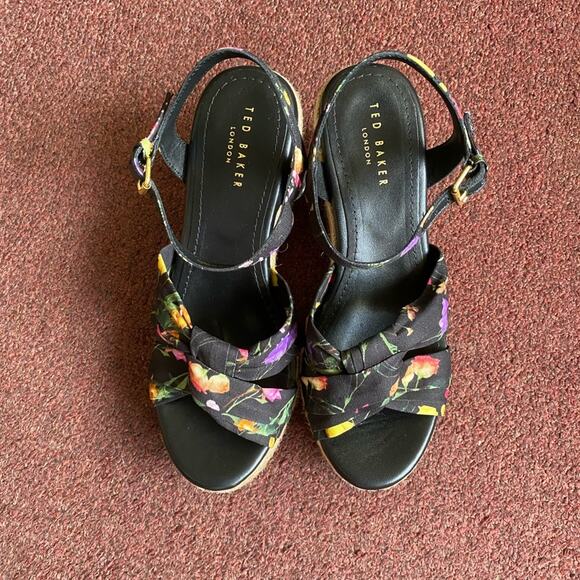 NWT Ted Baker London Cardone Floral Print Espadrille Wedge Sandal - Picture 8 of 11